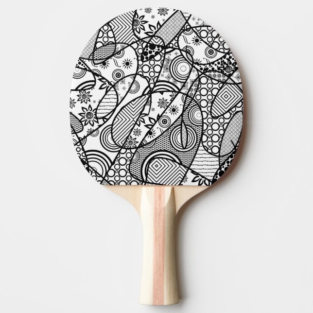 Black & White Pattern Patchwork 01 Ping-Pong Paddle (Front)