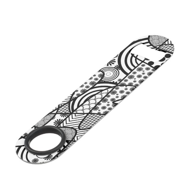 Black & White Pattern Patchwork 02 Bar Key (Front Angled)