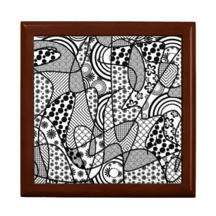 Black & White Pattern Patchwork 02 Jewelry Box