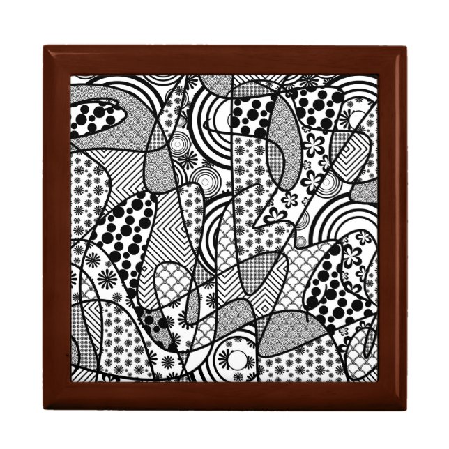 Black & White Pattern Patchwork 02 Jewelry Box (Front)