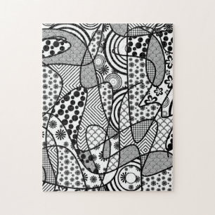 Black & White Pattern Patchwork 02 Jigsaw Puzzle