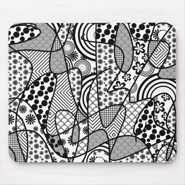Black & White Pattern Patchwork 02 Mouse Pad (Front)