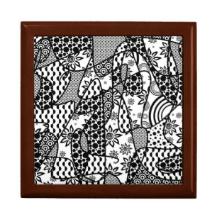 Black & White Pattern Patchwork 03 Keepsake Box