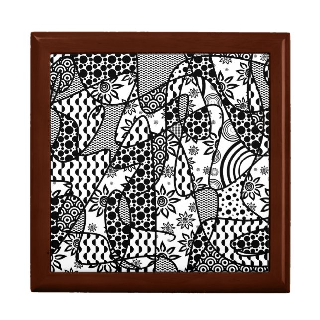 Black & White Pattern Patchwork 03 Keepsake Box (Front)