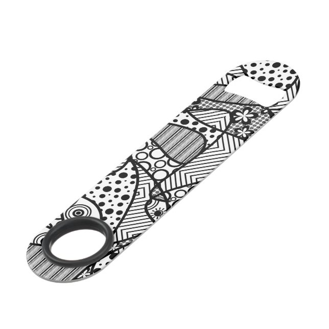 Black & White Pattern Patchwork 04 Bar Key (Front Angled)