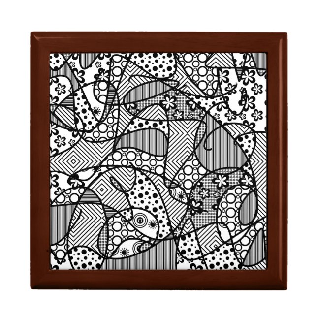 Black & White Pattern Patchwork 04 Gift Box (Front)