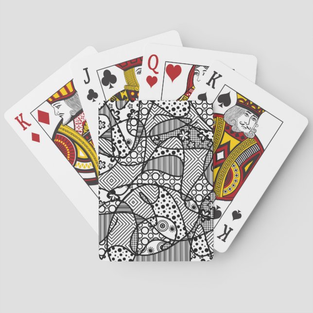 Black & White Pattern Patchwork 04 Poker Cards (Back)