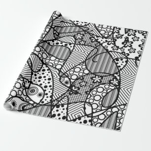 Black & White Pattern Patchwork 04 Wrapping Paper