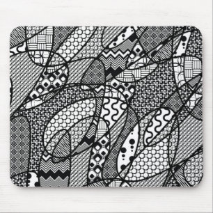 Black & White Pattern Patchwork 05 Mouse Pad