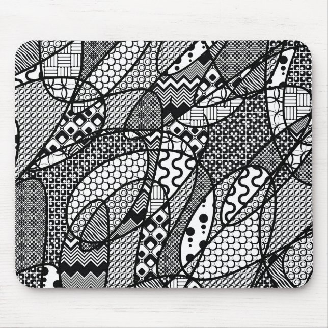 Black & White Pattern Patchwork 05 Mouse Pad (Front)