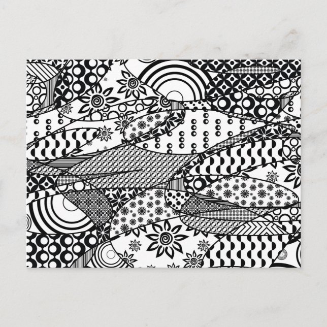 Black & White Pattern Patchwork 06 Postcard (Front)
