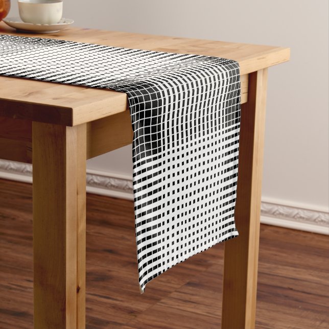 Black & White Pattern Short Table Runner (In Situ)