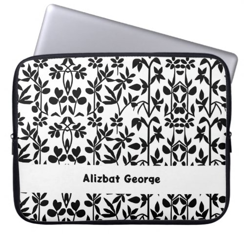 Black  white pattern with initial of Name Laptop Sleeve