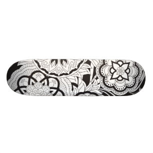 black&white pattern with sends them skateboard deck