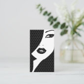 BLACK & WHITE PATTERNED GIRL Business Card (Standing Front)