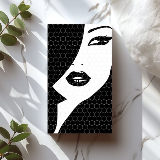 Customizable BLACK &amp; WHITE PATTERNED GIRL Business Card