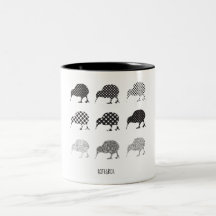 Black & White Patterned Kiwi Birds