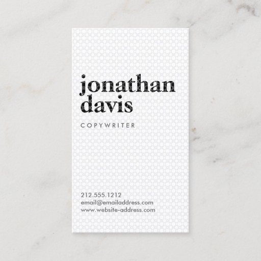 Customizable Black &amp; White Patterned Name No. 2 Business Card