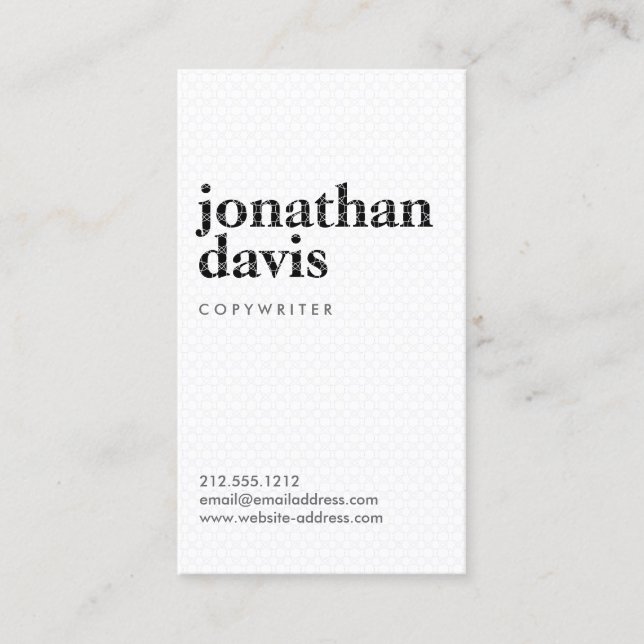 Black & White Patterned Name No. 2 Business Card (Front)