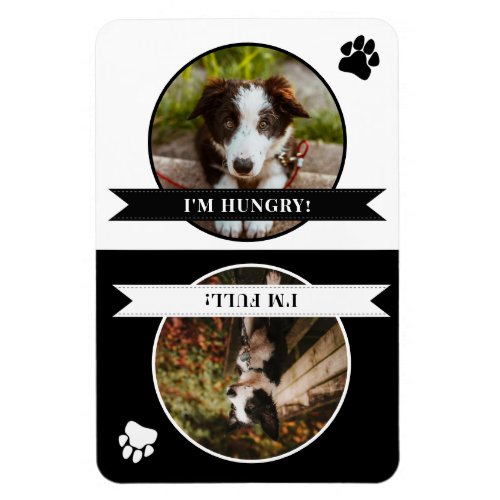 Black White Paw Print Dog Is Fed Photo Magnet