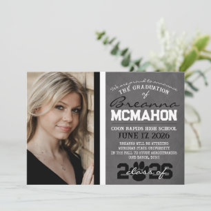 Black & White Paw Print Graduation Announcement