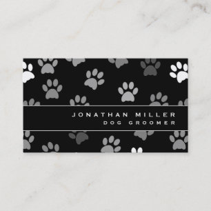 Black & White Paw Prints Business Card