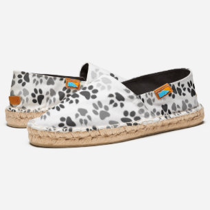 Black White Paw Prints Dog Cat Lover Espadrilles