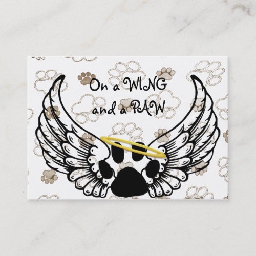 Black White Paw Wings Pet Care Business Card