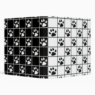 Black White Paws Claws Plaid Design 3 Ring Binder