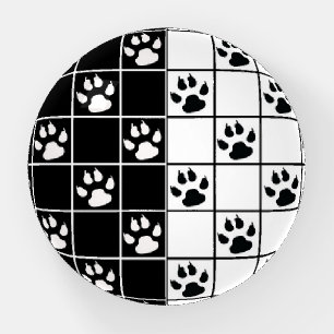 Black White Paws Claws Plaid Design  Paperweight