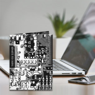 Black & white PCB board electronic printed circuit Letterpress Thank You Card