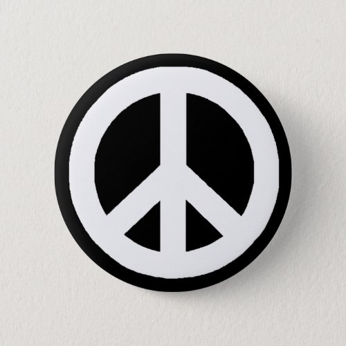 Black  White Peace Sign Pinback Button