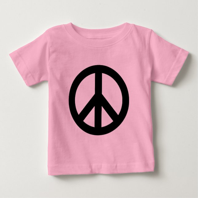 Black White Peace Sign Symbol Baby T-Shirt (Front)