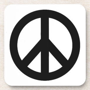 Black White Peace Sign Symbol Beverage Coaster