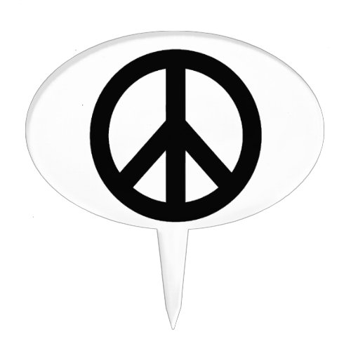 Black White Peace Sign Symbol Cake Topper