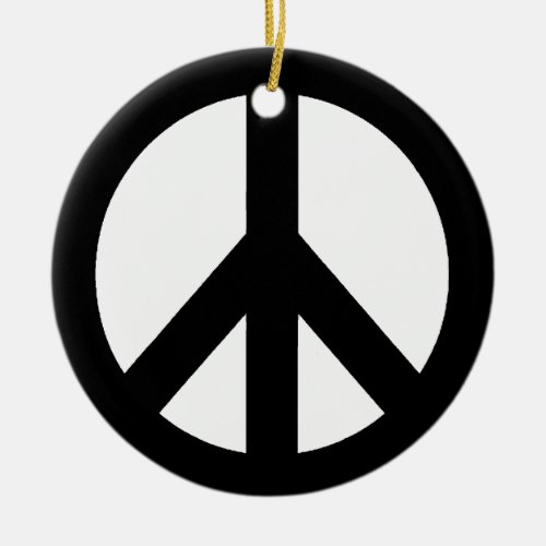 Black White Peace Sign Symbol Ceramic Ornament