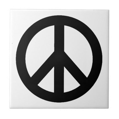 Black White Peace Sign Symbol Ceramic Tile