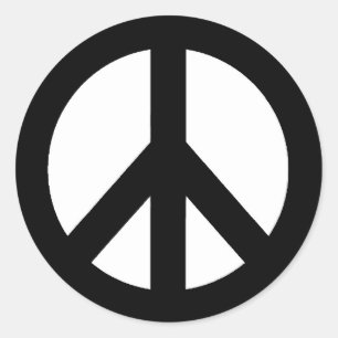 Black White Peace Sign Symbol Classic Round Sticker