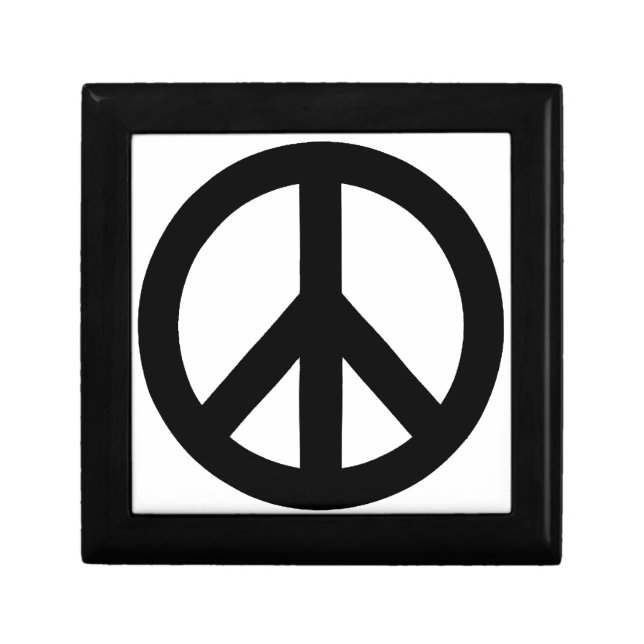 Black White Peace Sign Symbol Jewelry Box (Front)