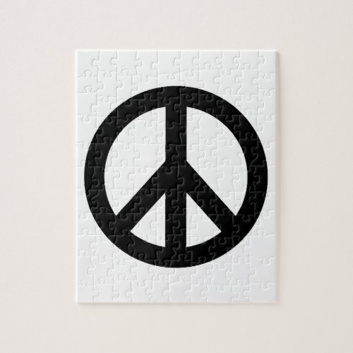 Black White Peace Sign Symbol Jigsaw Puzzle