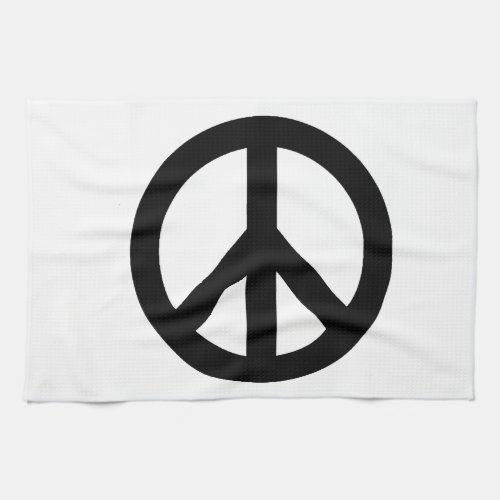Black White Peace Sign Symbol Kitchen Towel
