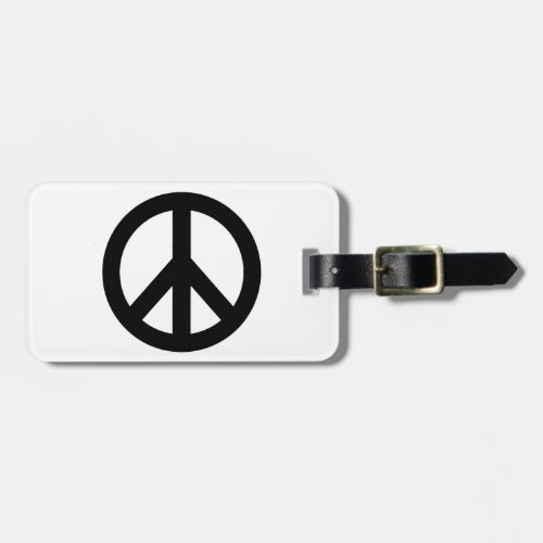 Black White Peace Sign Symbol Luggage Tag