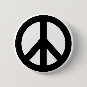 Black White Peace Sign Symbol Pinback Button