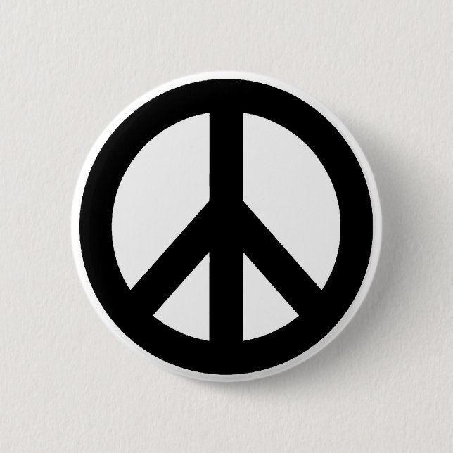 Black White Peace Sign Symbol Pinback Button (Front)