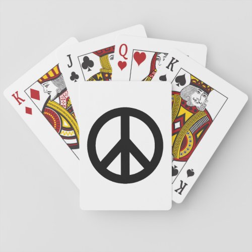 Black White Peace Sign Symbol Poker Cards