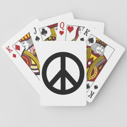 Black White Peace Sign Symbol Poker Cards