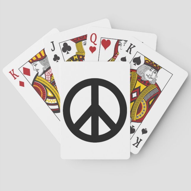 Black White Peace Sign Symbol Poker Cards (Back)