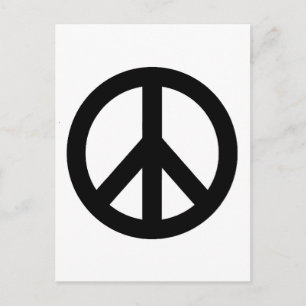 Black White Peace Sign Symbol Postcard