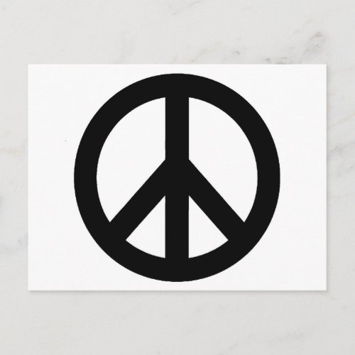 Black White Peace Sign Symbol Postcard