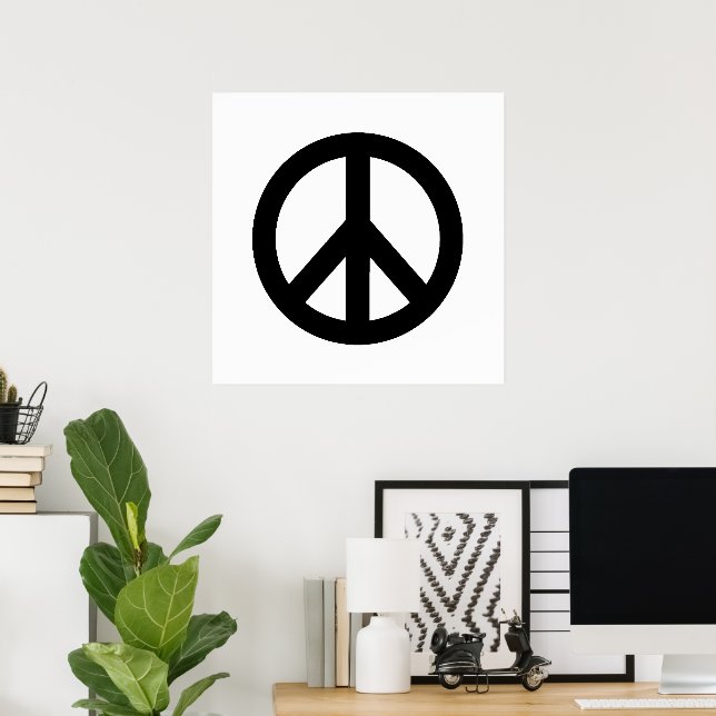 Black White Peace Sign Symbol Poster | Zazzle